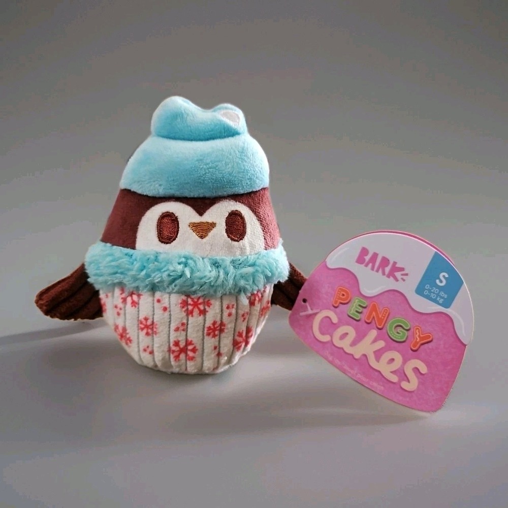 Bark Box Pengy Cakes S Dog Toy Squeaker Crazy Crinkle  NEW 0-20 Pounds